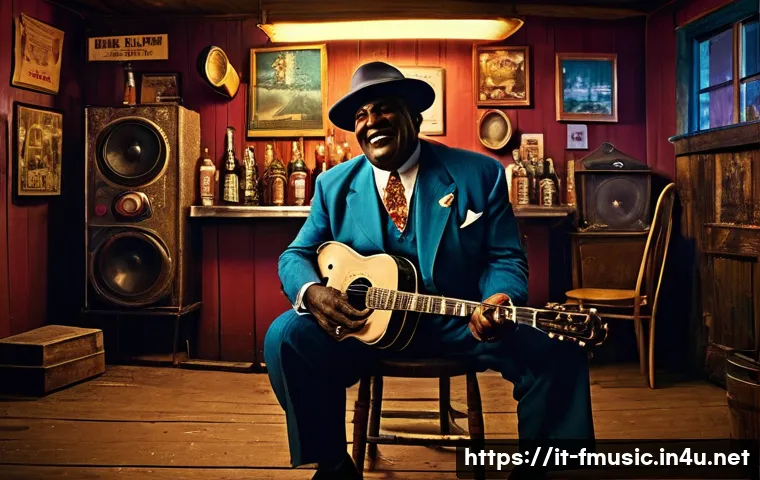 엘비스 프레슬리의 히트곡 원곡자 이야기 - **Prompt:** A vibrant, vintage-style photograph capturing Arthur "Big Boy" Crudup performing "That's...